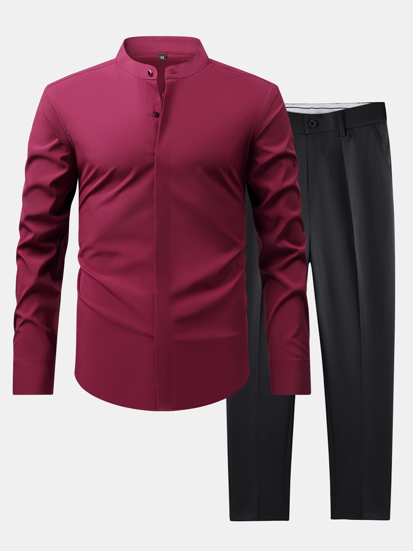 hola HIGH NECK SHIRT & SLIM FIT FLARED LEG PANTS