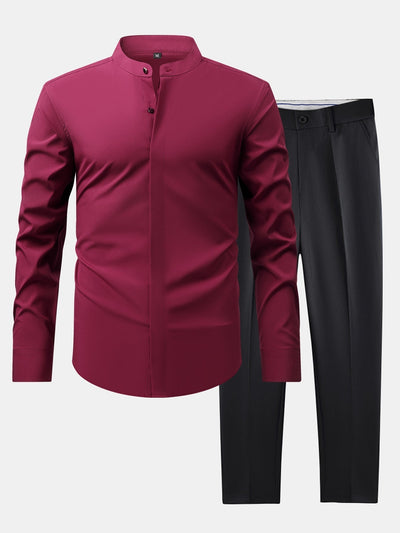 hola HIGH NECK SHIRT & SLIM FIT FLARED LEG PANTS