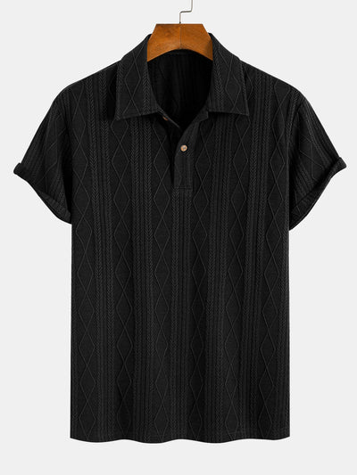 Gavin® | Knitted Geometric Rhombus Jacquard Polo