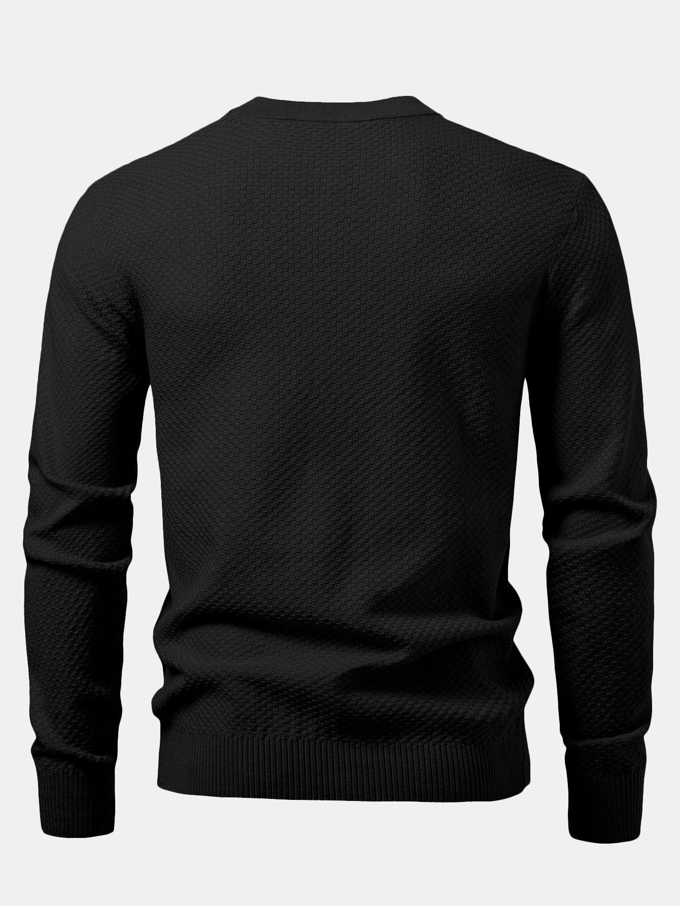 Anselmo® | Checkerboard Textured Crew Neck Sweater