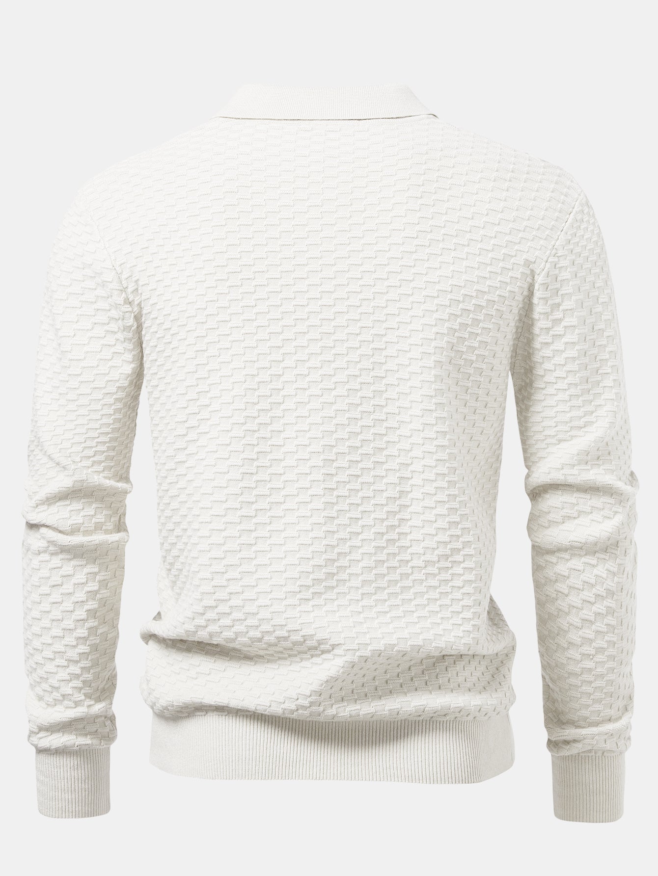 Aquilino® | Long Sleeve Textured Knit  Polo Shirt
