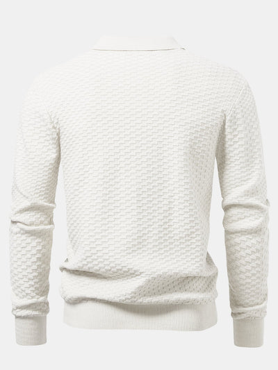 Aquilino® | Long Sleeve Textured Knit  Polo Shirt