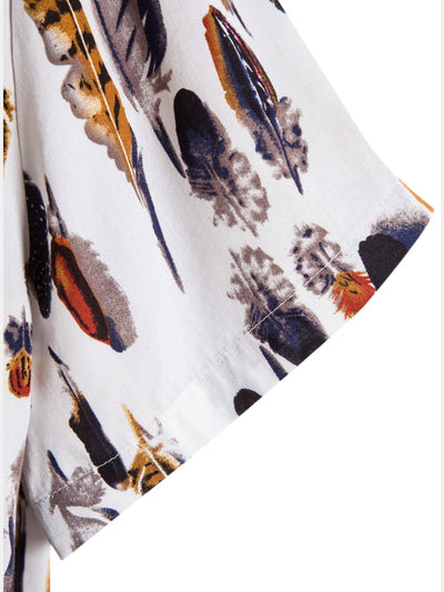 Andrey® | Feather Print Button Up Shirt