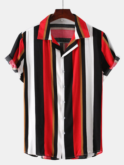 Arno® | Colorful Striped Print Revere Shirt