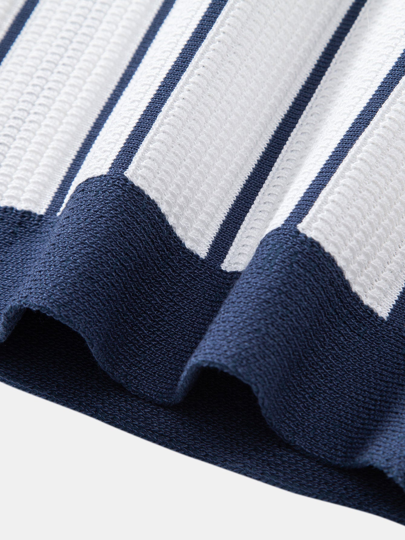 hola Striped knit shirt with buttons & straight linen pants