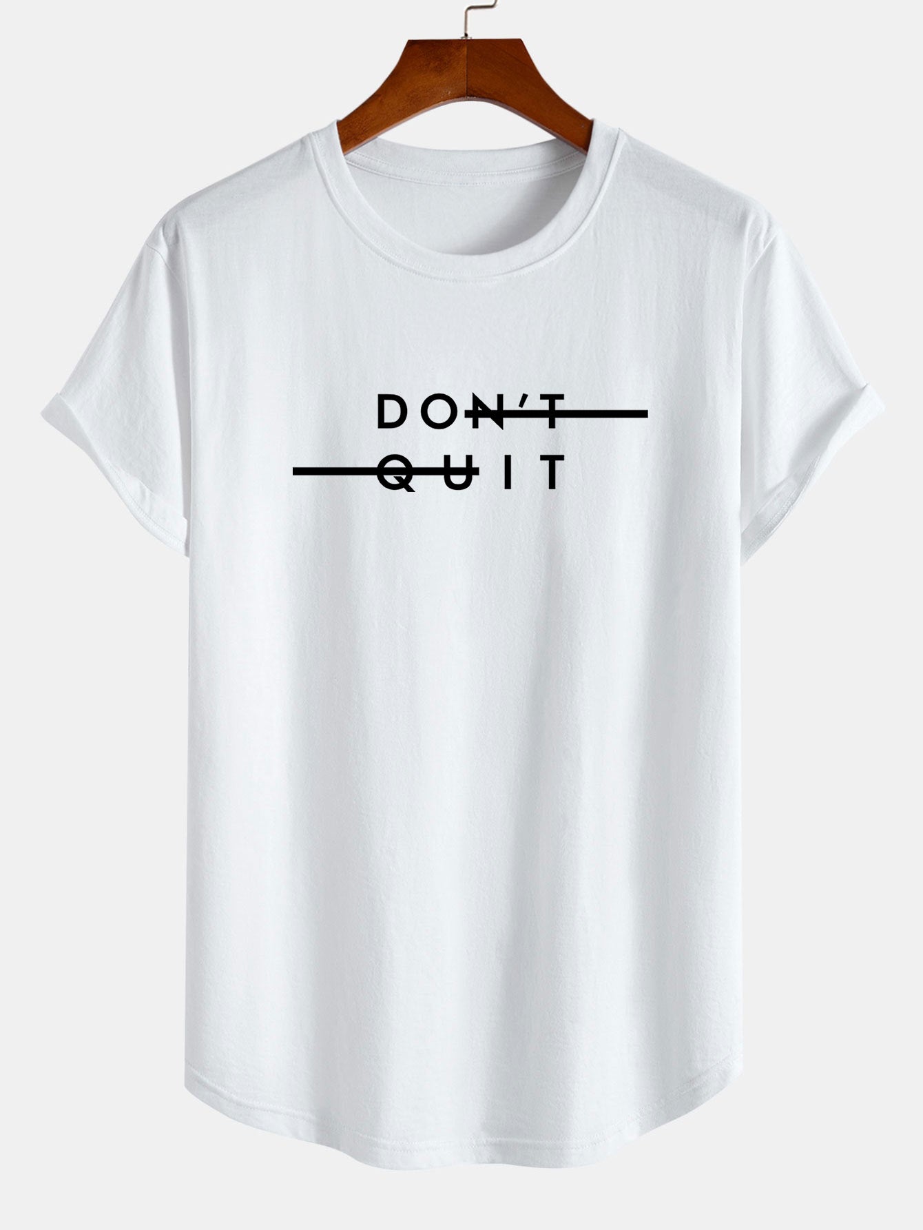 Nilo® | Don'T Quit Print Cotton Arc Hem T-Shirt