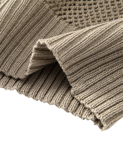 Teófilo® | Eyelet Zip Up Knit Polo Shirt & Straight Leg Linen Pants