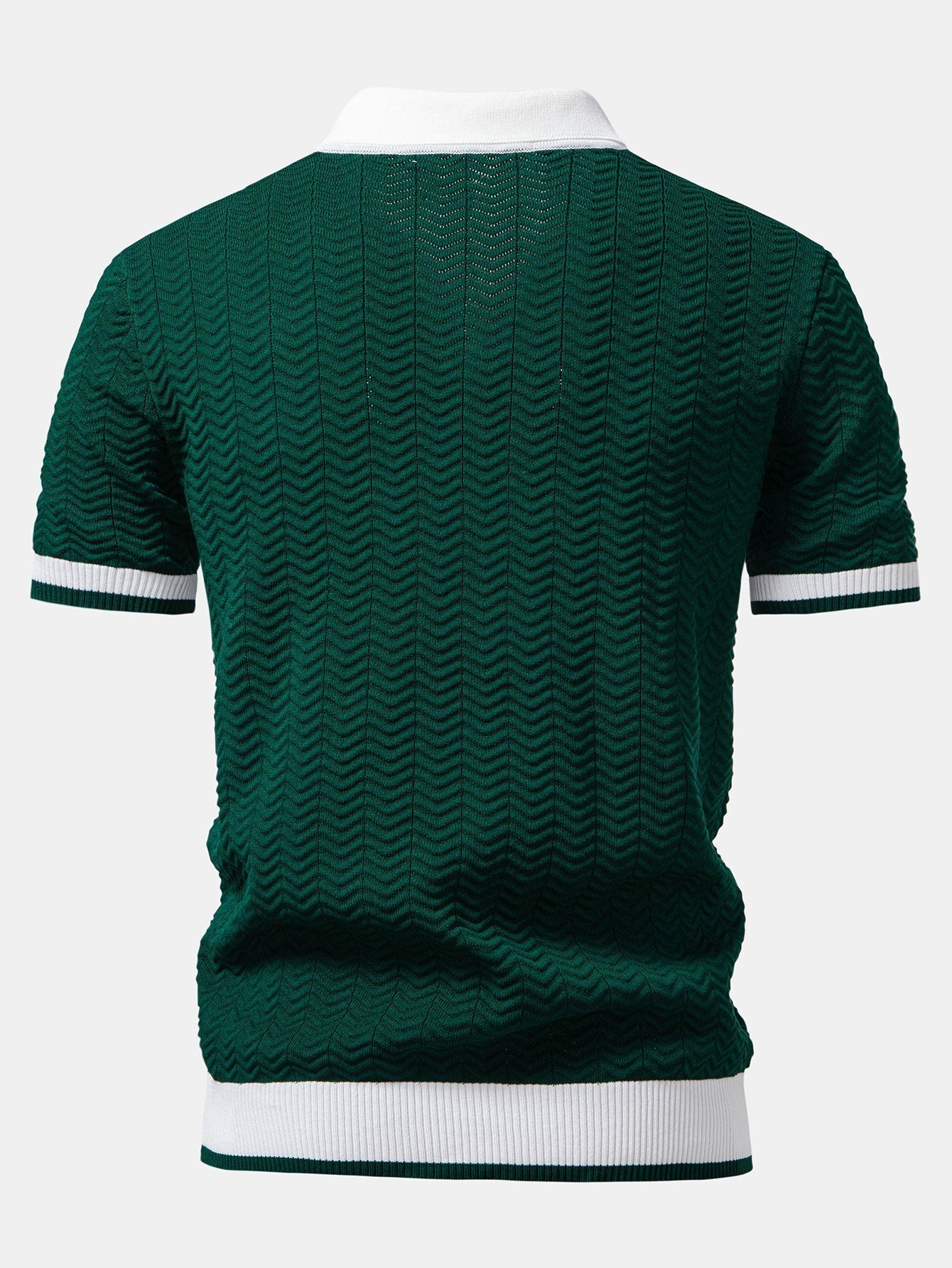 hola V-NECK KNIT POLO SHIRT WITH TEXTURE CONTRAST & SLIM FIT PANTS