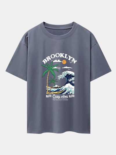 Tony® | Beach Waves Print Drop Shoulder Oversize T-Shirt