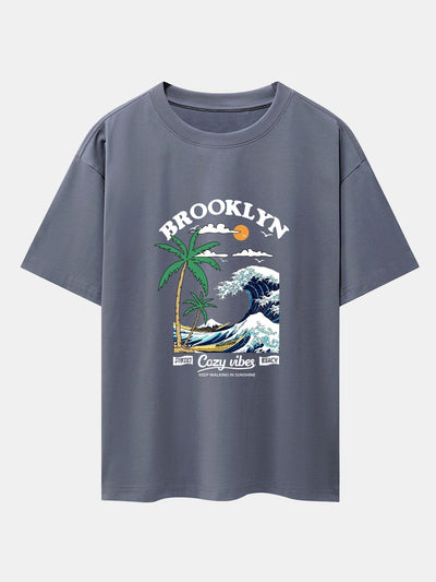 Alair® | Beach Waves Print Drop Shoulder Oversize T-Shirt