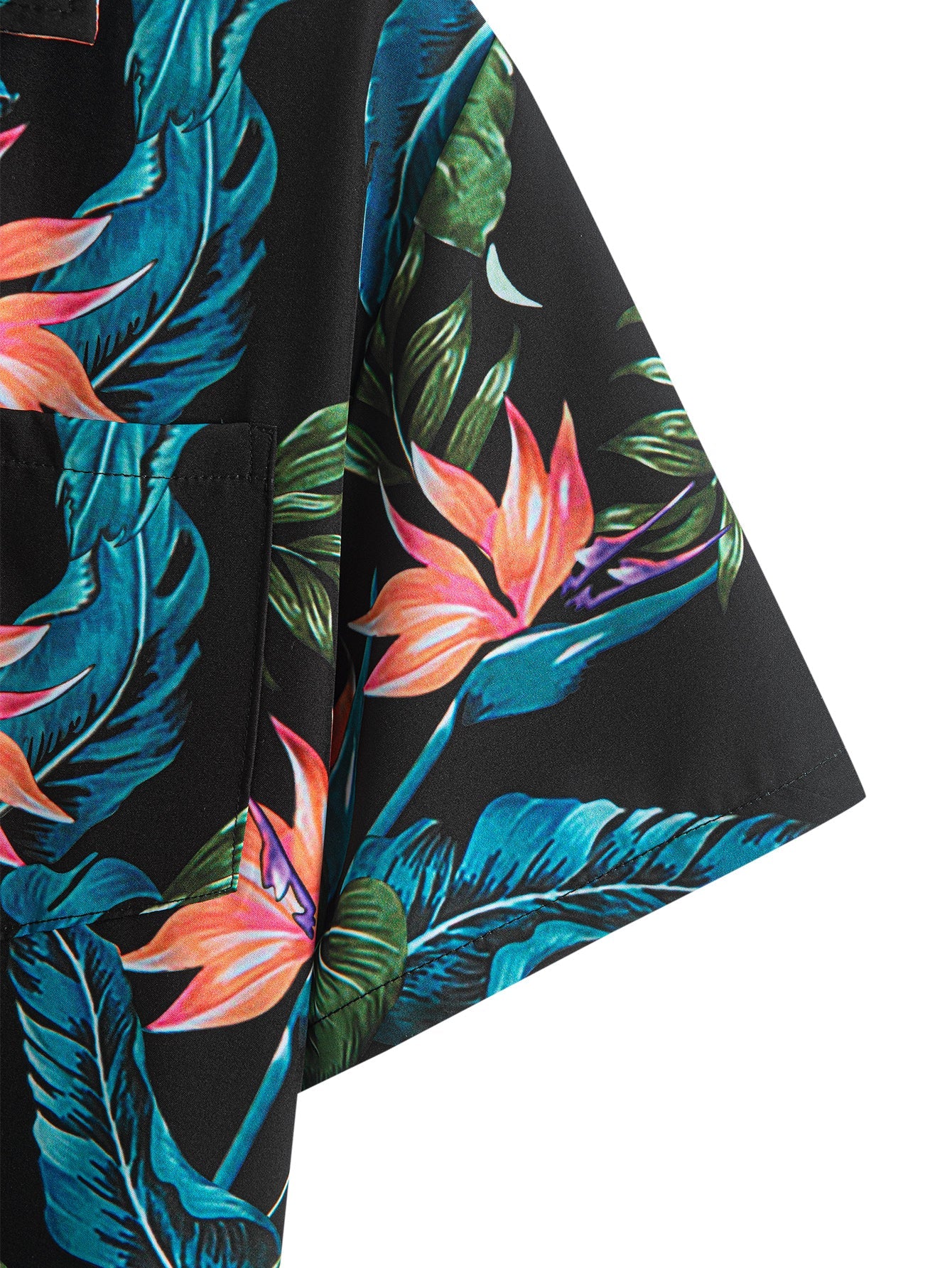 Layton® | Tropical Plants Print Button Up Shirt & Drawstring Swim Shorts