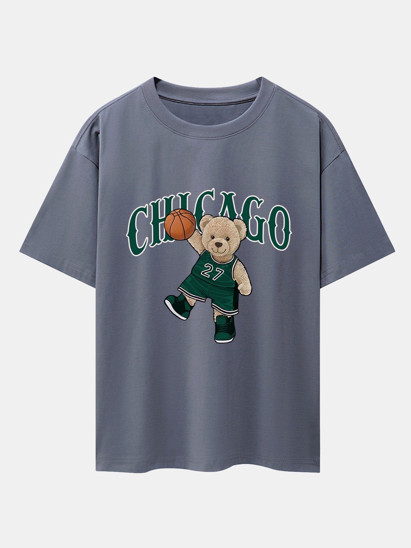 Erico® | Chicago Basketball Bear Print Drop Shoulder Oversize T-Shirt