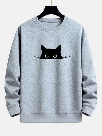 Federico® | Black Cat Print Relax Fit Sweatshirt