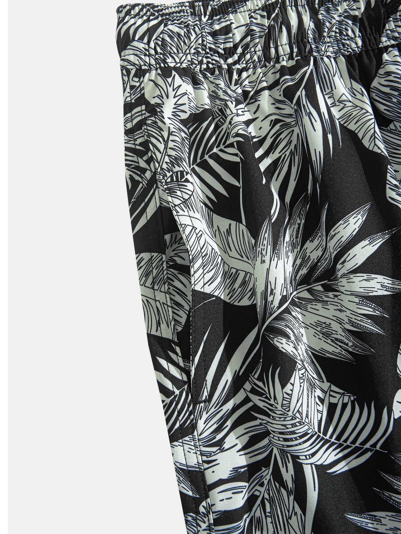 Luca® | Tropical Plants Print Button Up Shirt & Drawstring Swim Shorts
