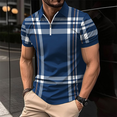 Prudencio® | Miami Striped Sports Polo Zipper