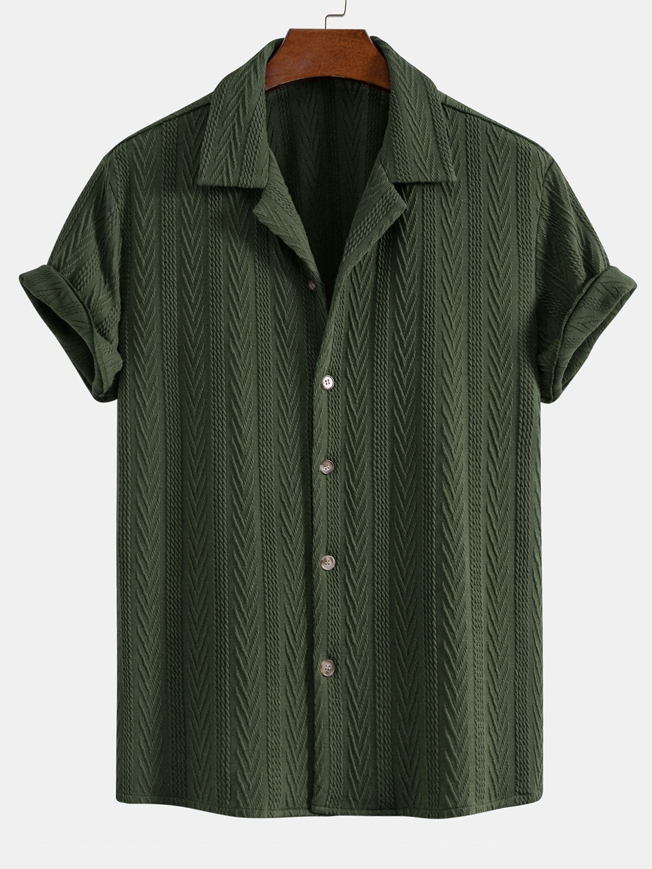 Benito® | Texture Jacquard Cuban Shirt & Wrinkle Textured Straight Leg Pants