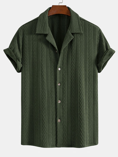 Benito® | Texture Jacquard Cuban Shirt & Wrinkle Textured Straight Leg Pants