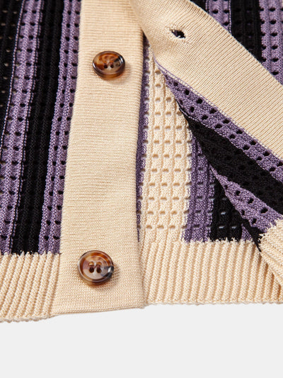 hola STRIPED SHIRT WITH CROCHET EYELETS & STRAIGHT LEG LINEN PANTS