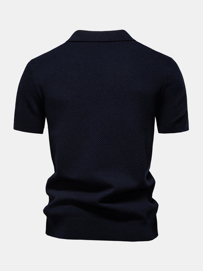 Elton® | Pineapple Texture Knit V Neck Polo