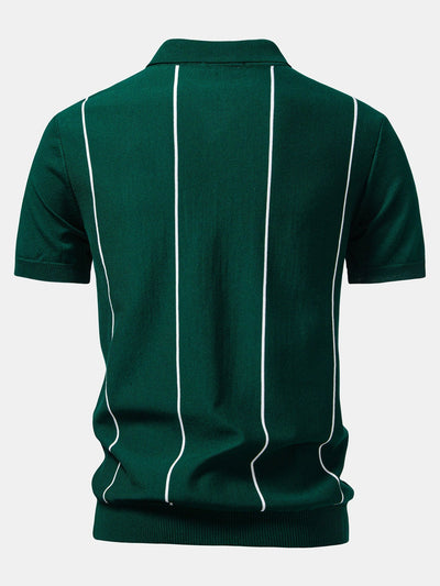 David | Stripe Zip Up Knitted Polo Shirt