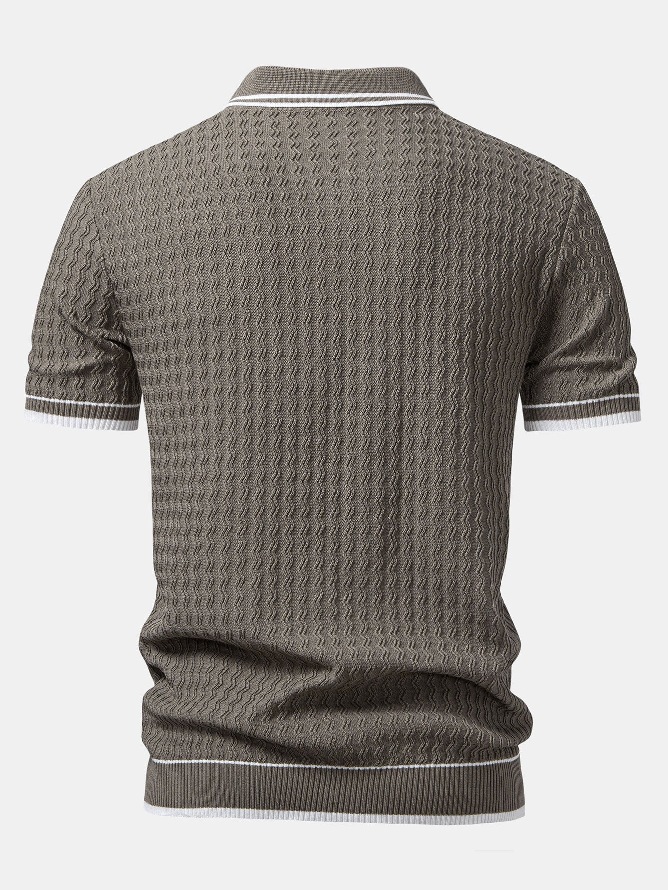 Jackson | Wave Jacquard Zip Up Knitted Polo Shirt