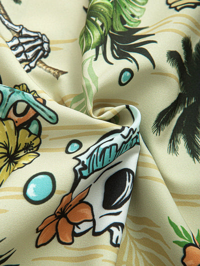 Arnuad® | Tropical Wilderness Skull Print Button Up Shirt