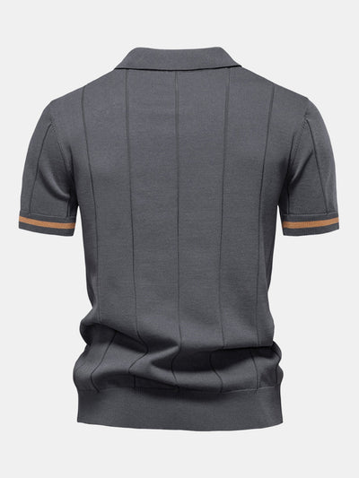 Grayson | Contrast Trim Zipper Knit Polo Shirt