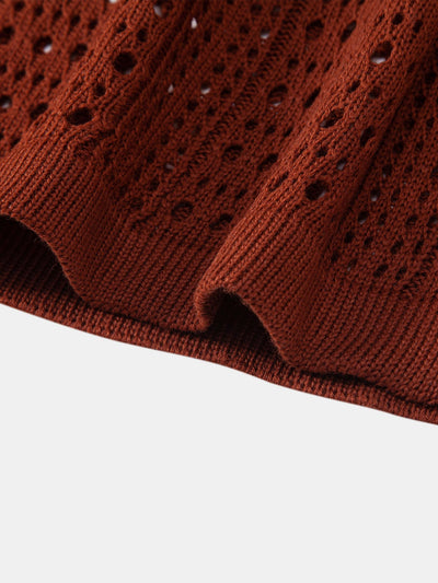 Alexander | Crochet  V Neck Polo Shirt