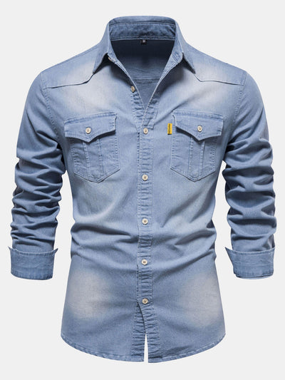 Finbar® | Washed Denim Western Shirt With Pockets