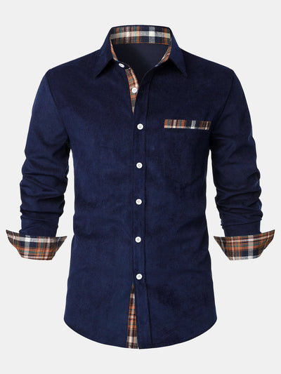 Felicio® | Corduroy Plaid Panel Button Up Shirt
