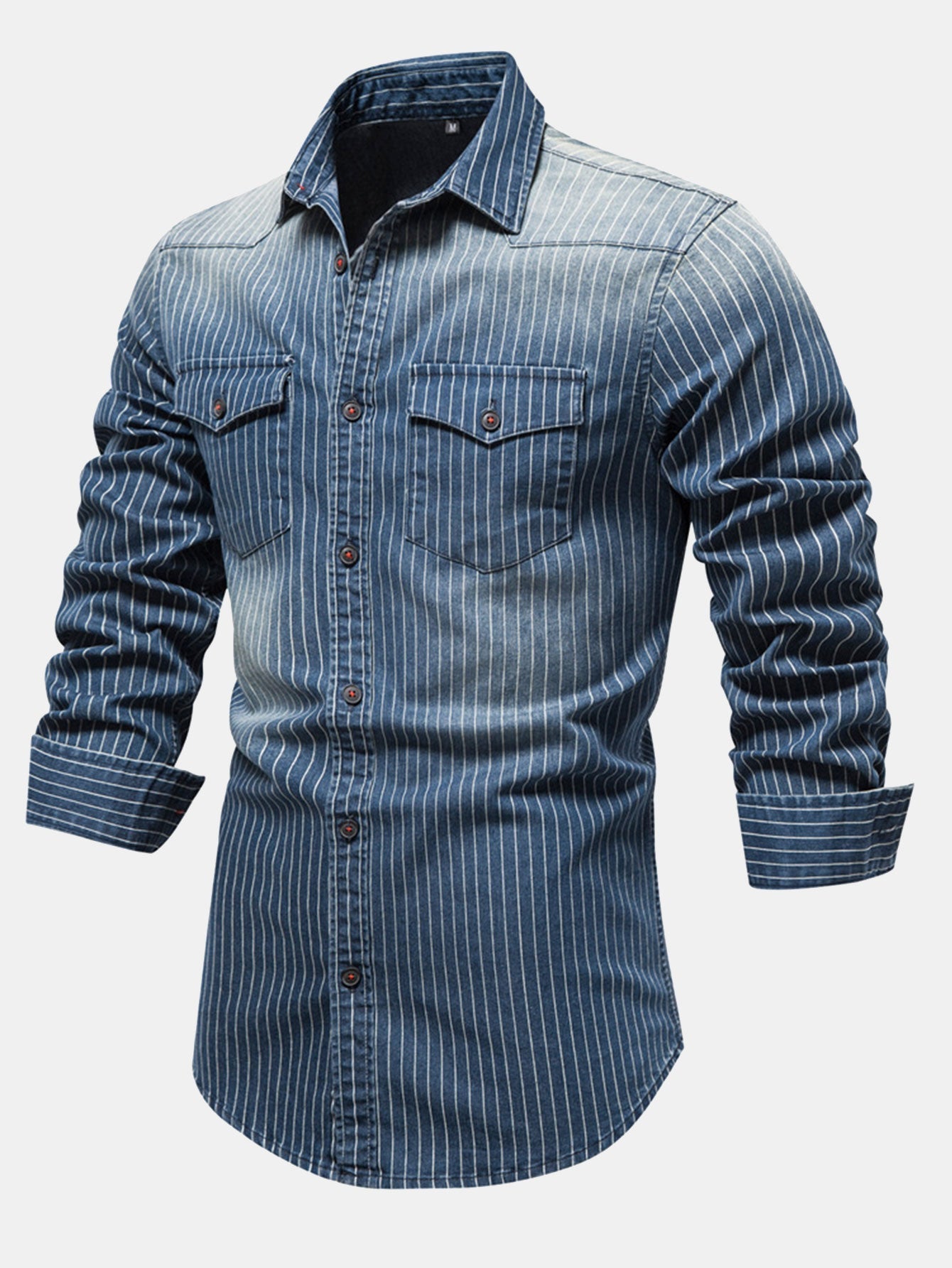 Desiderio® | Stripe Washed Denim Shirt With Pockets