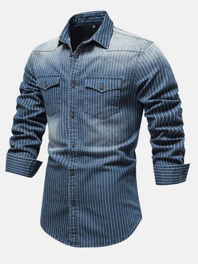Desiderio® | Stripe Washed Denim Shirt With Pockets