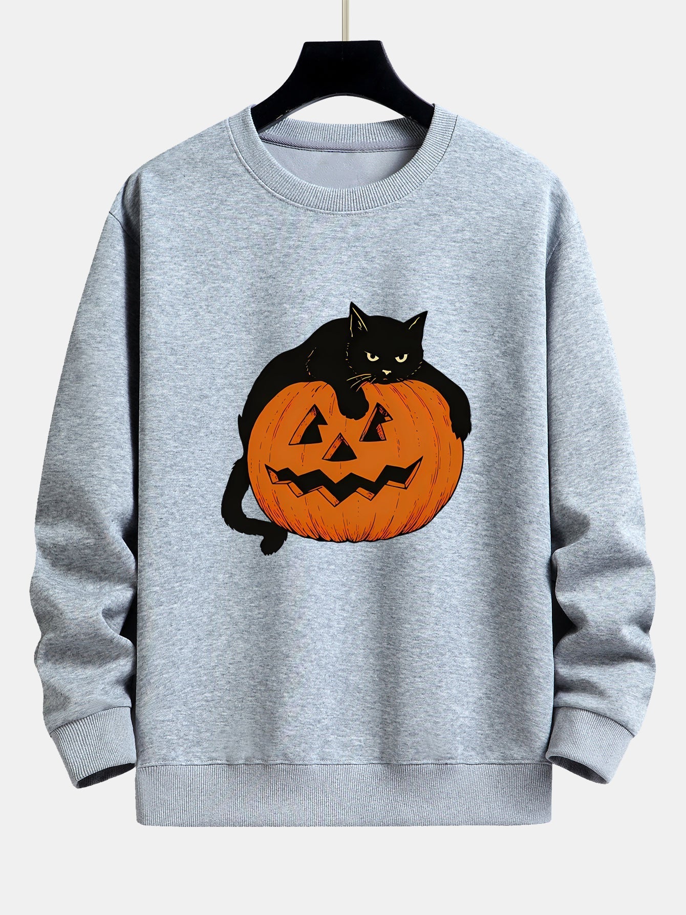 Belisario® | Pumpkin Black Cat Print Relax Fit Sweatshirt