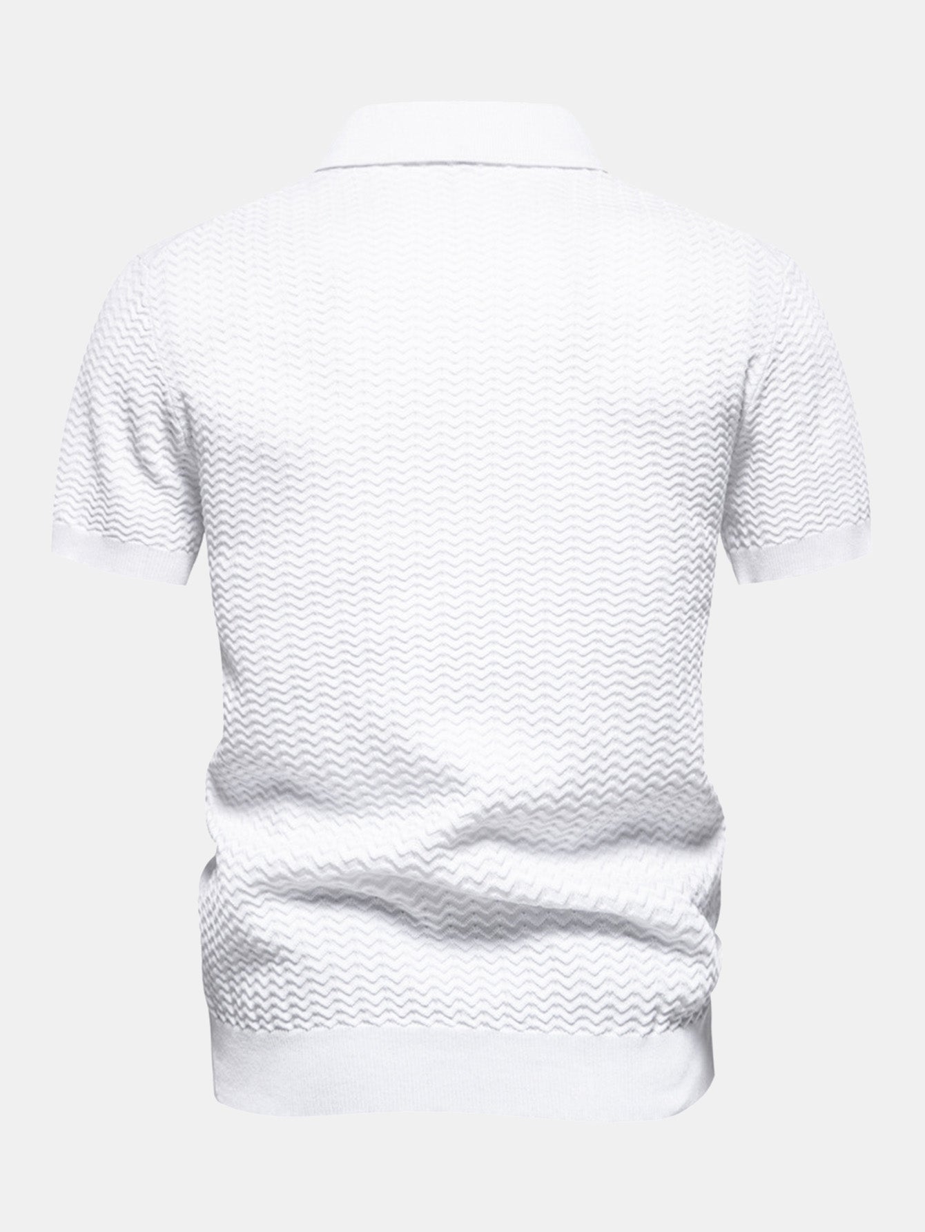 Cameron | Contrast Textured Jacquard Knit Zip Up Polo Shirt