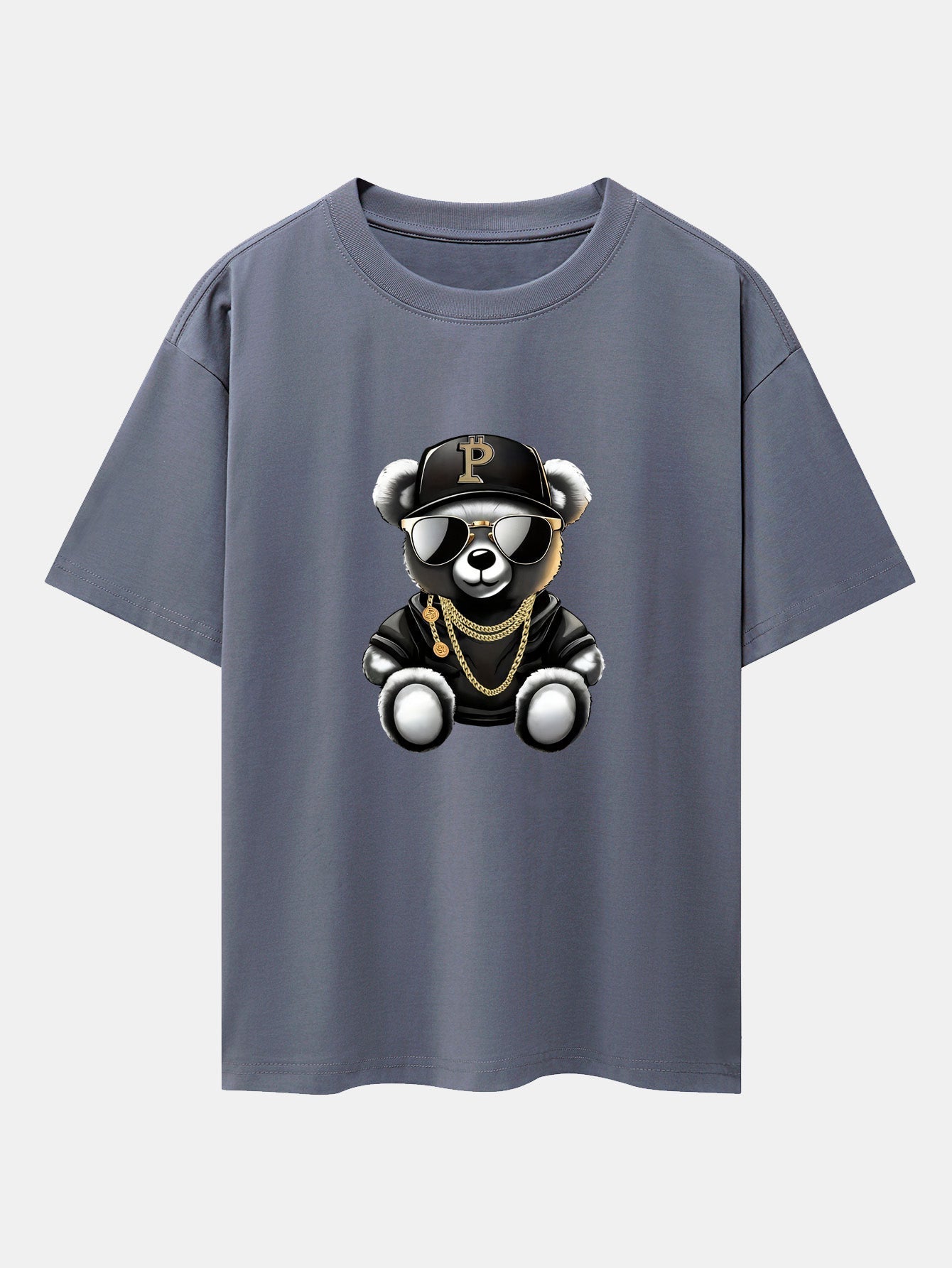 Miqueas® | Hip Hop Bear Print Drop Shoulder Oversize T-Shirt