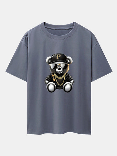 Miqueas® | Hip Hop Bear Print Drop Shoulder Oversize T-Shirt