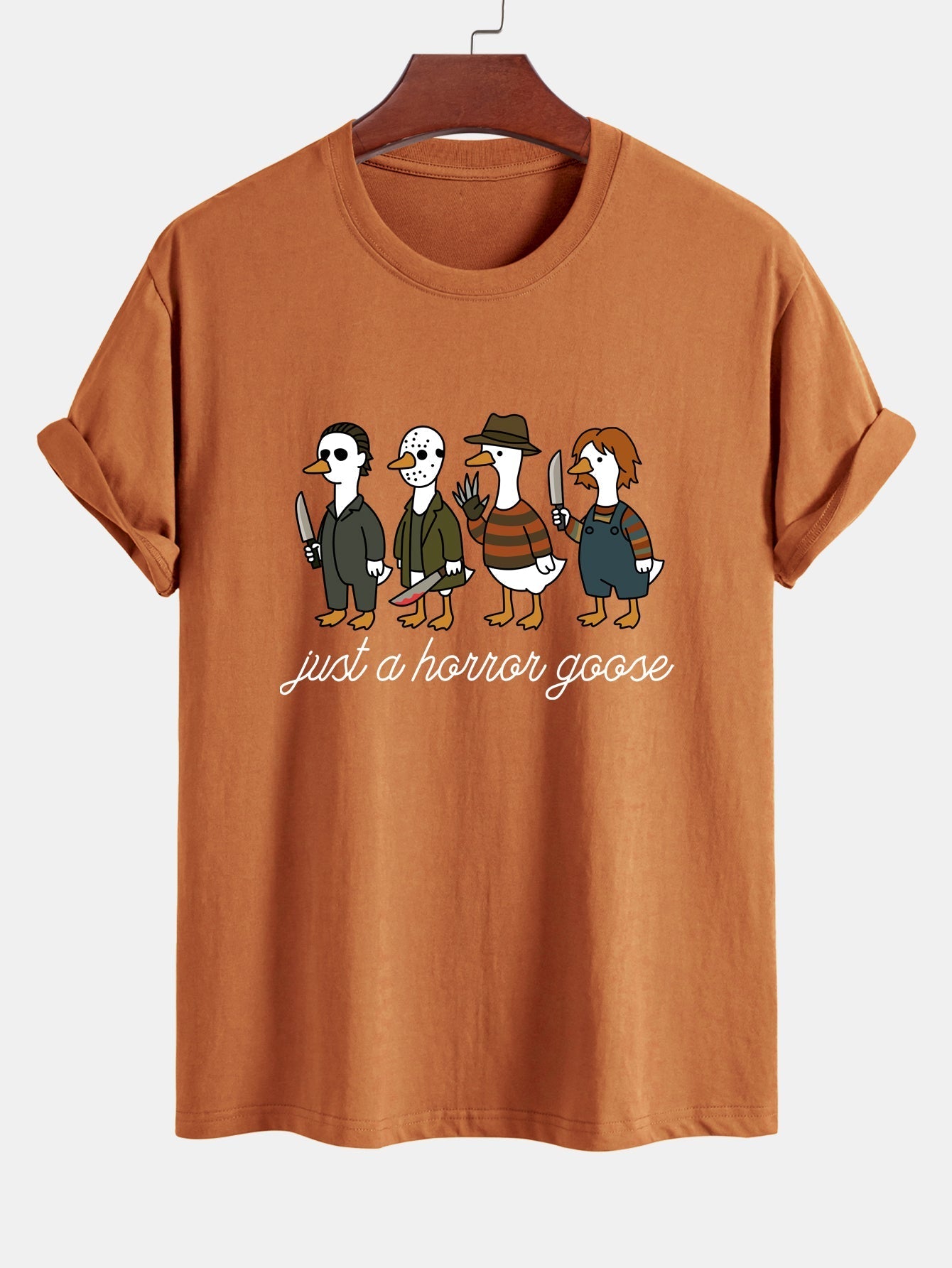 Jaber® | Regular Fit Halloween Horror Goose Print Cotton T-Shirt