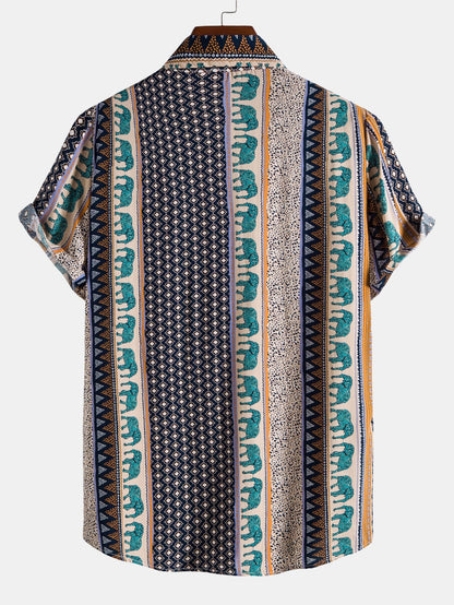 Yosef® | Elephant Geometric Print Shirt