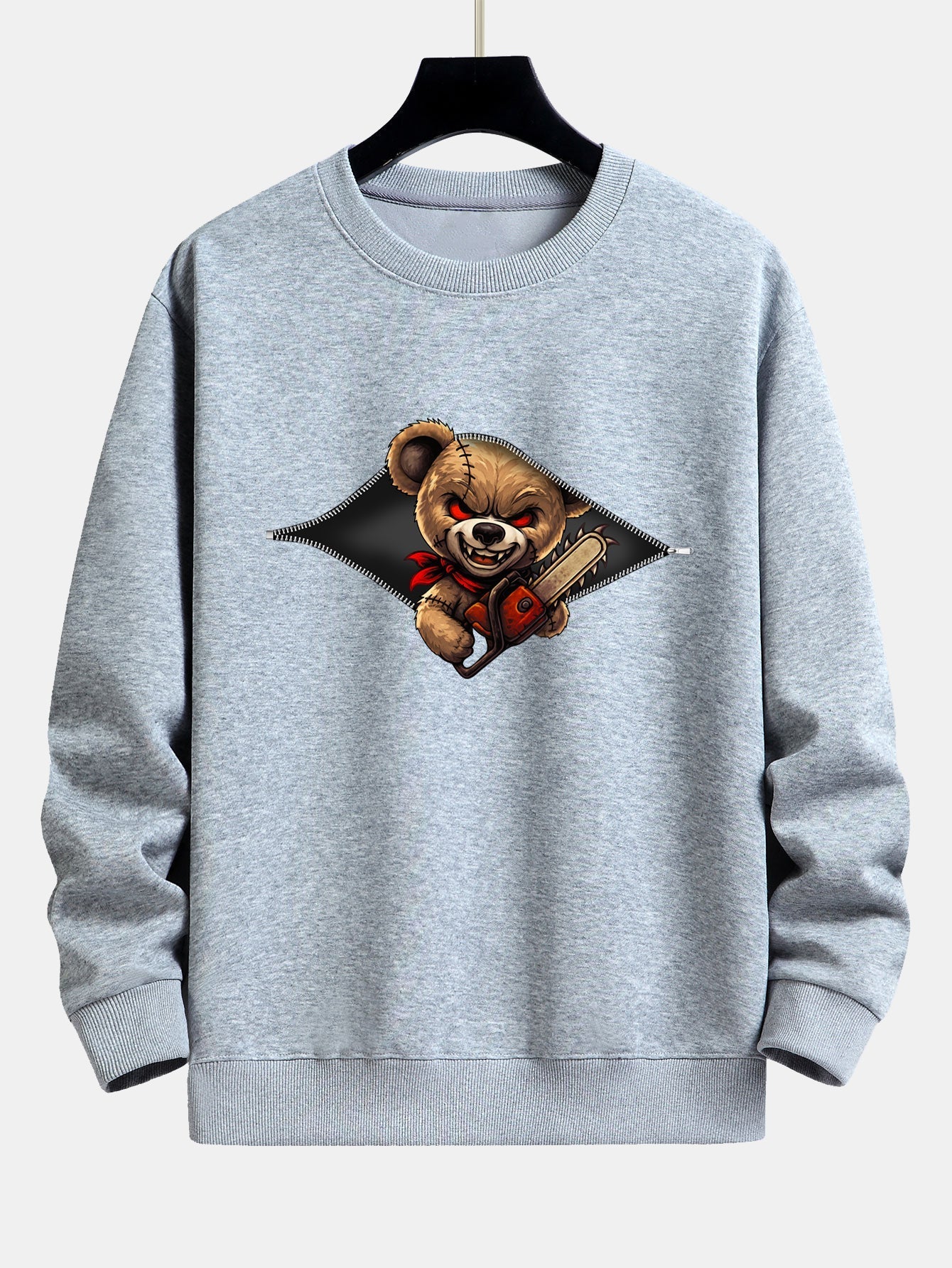 Jael® | Halloween Zipper Evil Bear Print Relax Fit Sweatshirt