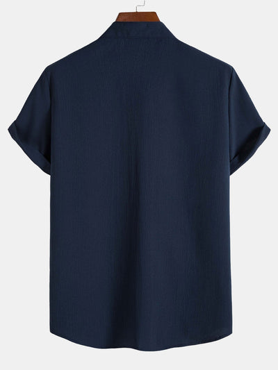 Aristodemo® | Wrinkled Texture Stand Collar Shirt