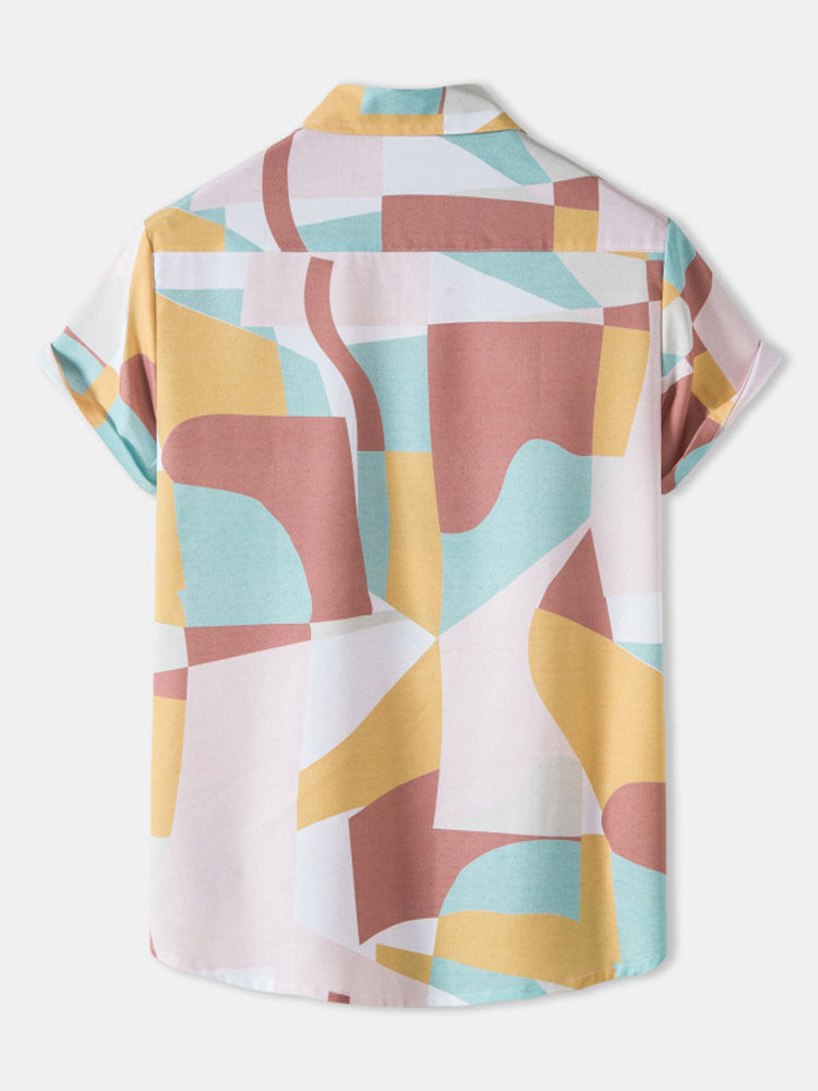 Asaph® | Abstract Color Block Print Shirt