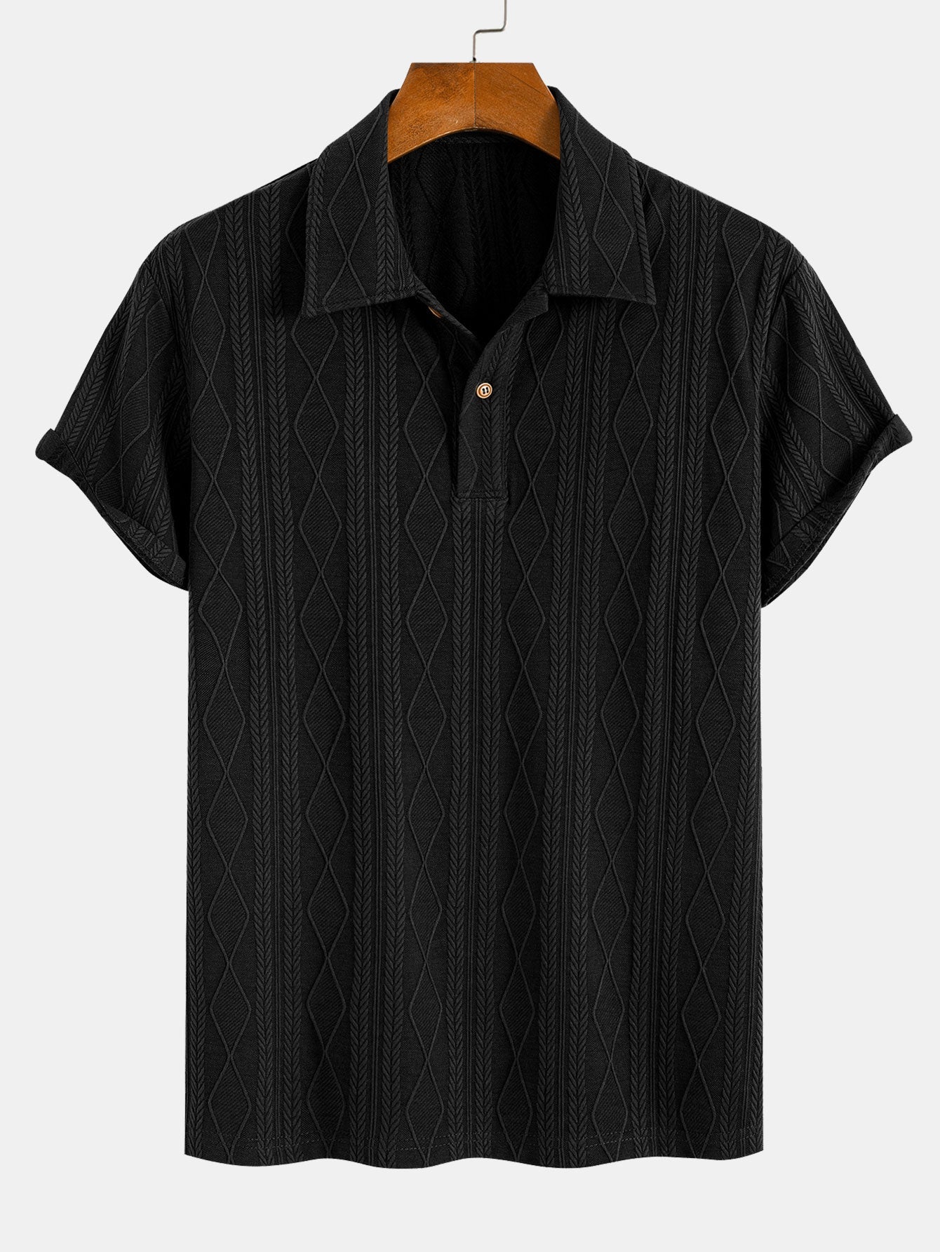 Yovani® | Knitted Geometric Rhombus Jacquard Polo