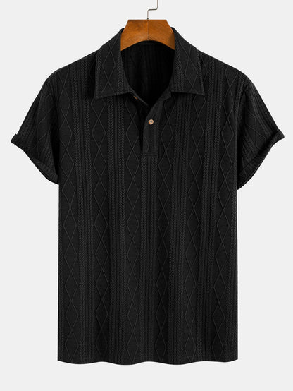 Yovani® | Knitted Geometric Rhombus Jacquard Polo