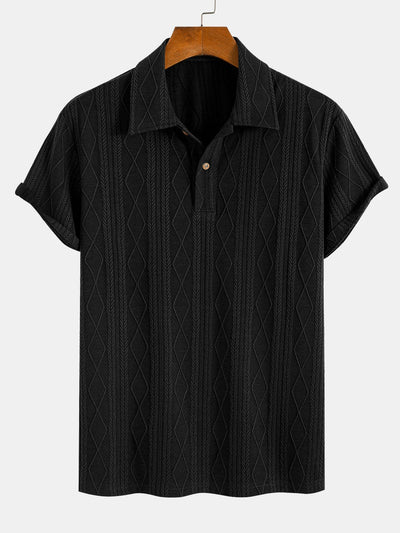 Yovani® | Knitted Geometric Rhombus Jacquard Polo