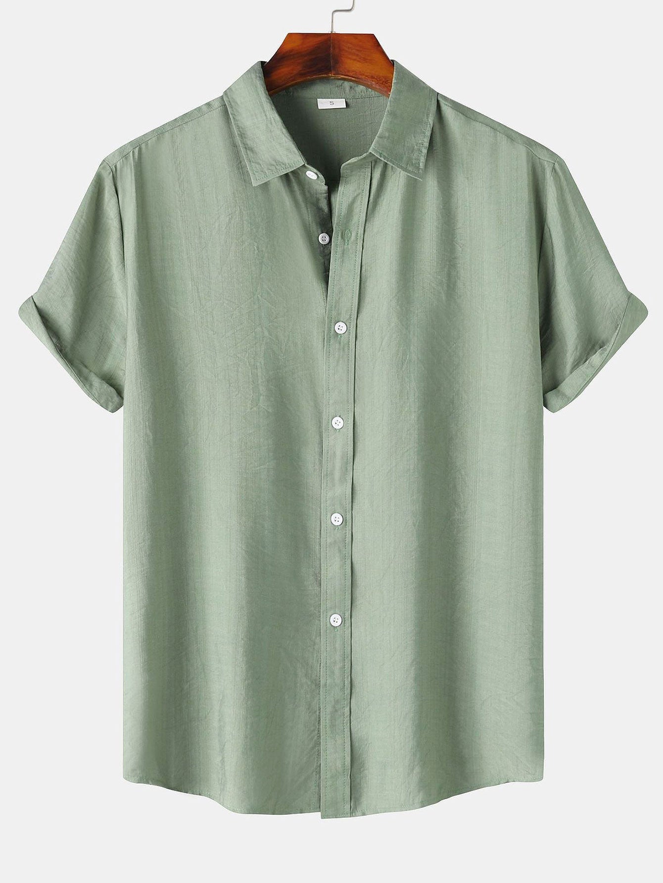 Auber® | Short Sleeve Textured Button Up Shirt