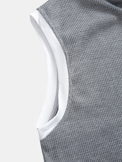 Edmundo® | Contrast Waffle Half Open Hooded Vest