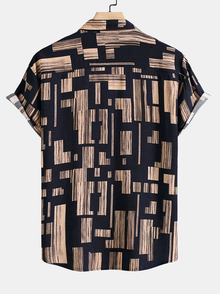 Kane® | Color Block Print Button Up Shirt