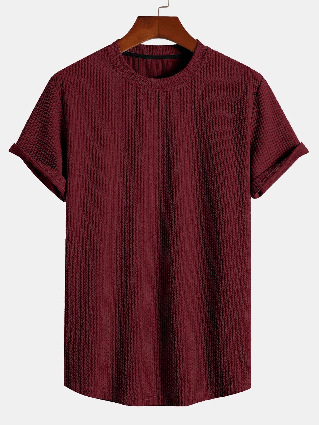 Adán® | Muscle Fit Ribbed Arc Hem T-Shirt