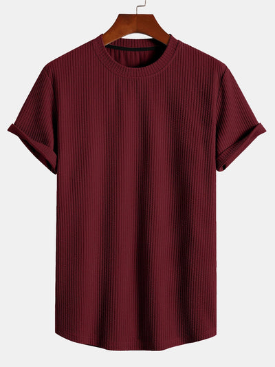 Adán® | Muscle Fit Ribbed Arc Hem T-Shirt