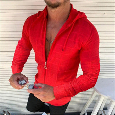 Kade® | Casual Long-Sleeved Men'S Shirt With Hood And Zip